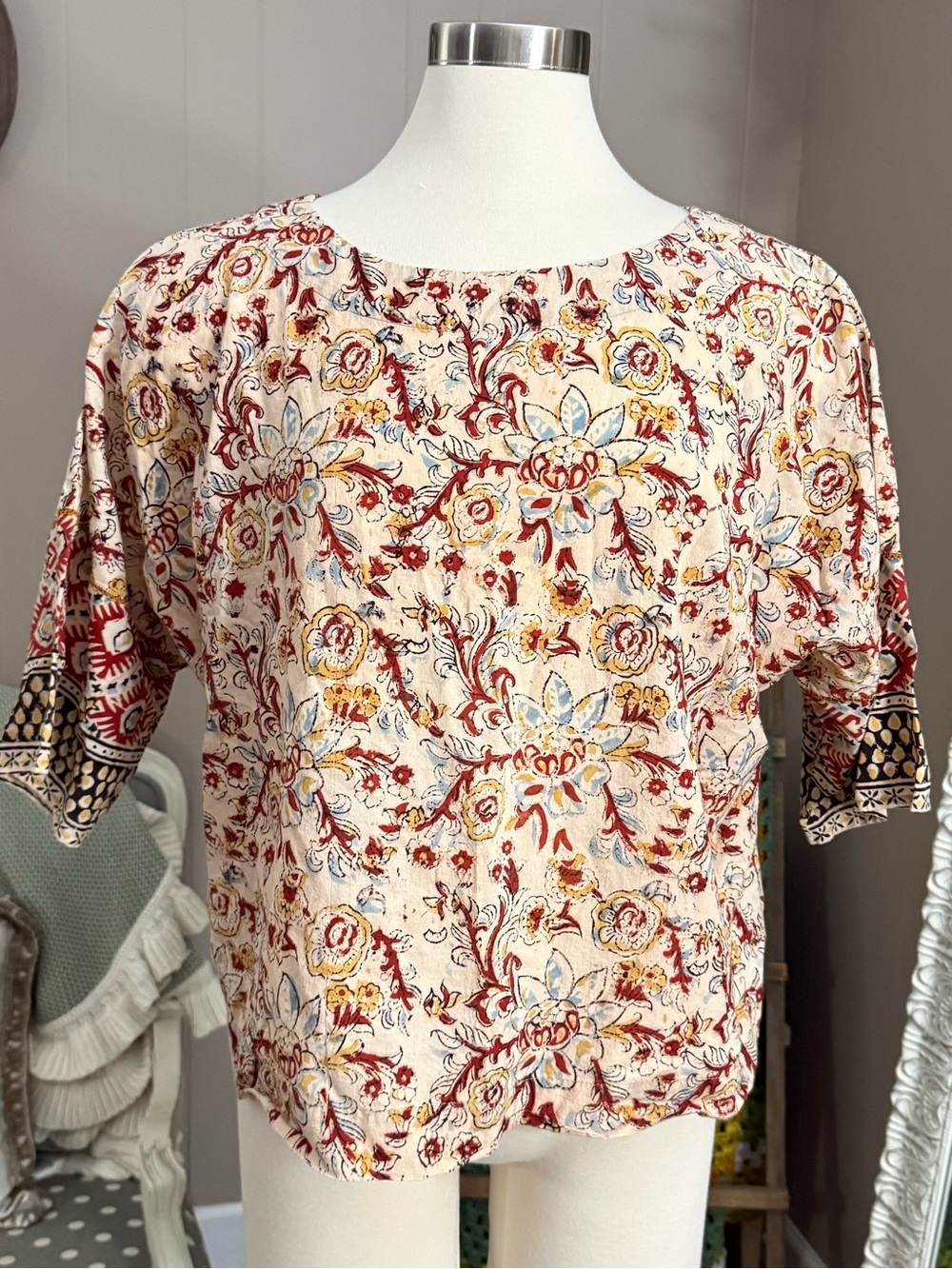 Pure Jill • J. Jill • Organic Cotton Kalamkari Boatneck Kimono Top - Picture 11 of 12